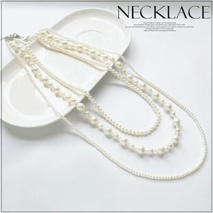 三层珍珠项链多层毛衣链子中长款颈链女士项圈百搭锁骨配饰品L066