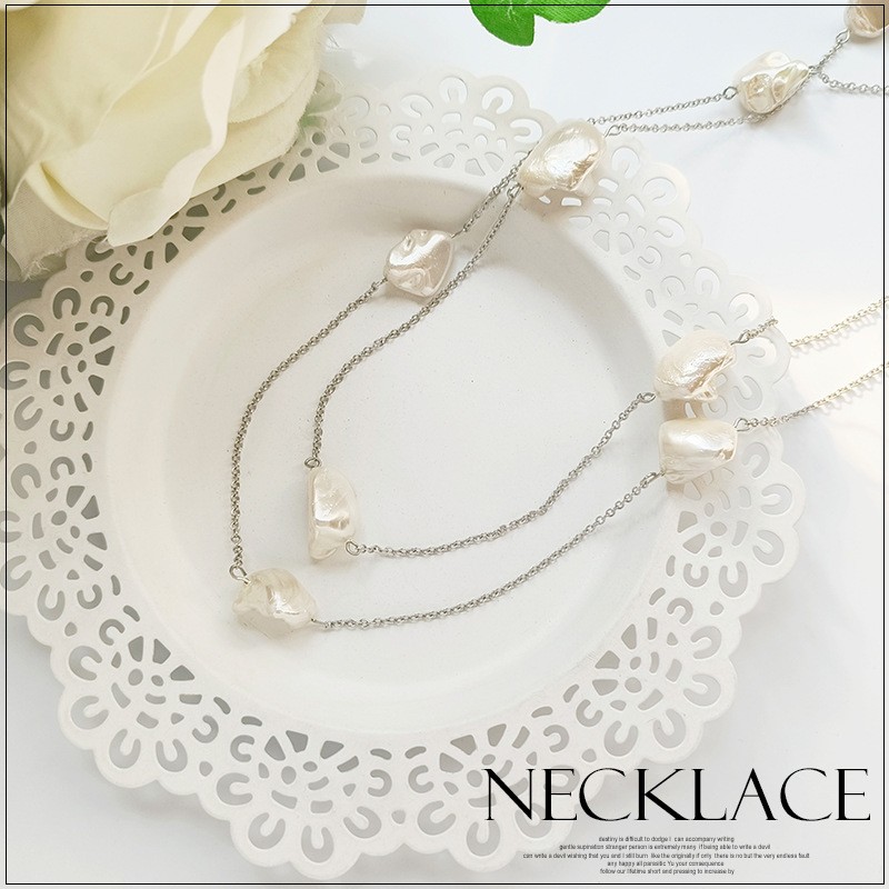 巴洛克珍珠项链长款简约毛衣链锁骨链女款优雅配饰品颈链长链L069