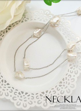 巴洛克珍珠项链长款简约毛衣链锁骨链女款优雅配饰品颈链长链L069