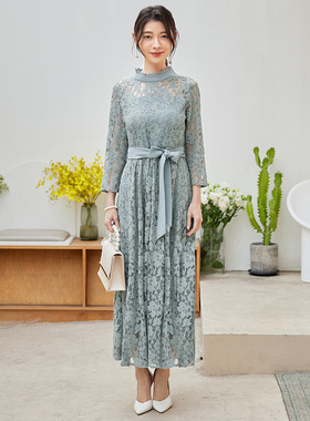 2024年新款春夏季蕾丝连衣裙女士长裙子高腰日常可穿小礼服88608