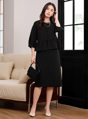 时尚套装连衣裙子短外套搭配背心裙春秋季两件套装裙子女士88660