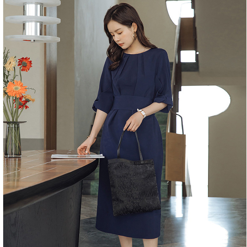 新款中袖连衣裙女春秋冬季中长裙子夏天婚礼宴会日常小礼服88503图片