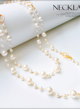 日韩珍珠项链女士小香风双层长款毛衣链秋冬季锁骨链颈链项圈L042