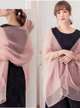 新款夏季洋气礼小披肩伴娘围巾晚礼服婚纱外套晚宴旗袍纱巾88180