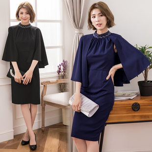 气质收腰显瘦连衣裙子女士斗蓬式晚宴会婚礼日常可穿小礼服88205