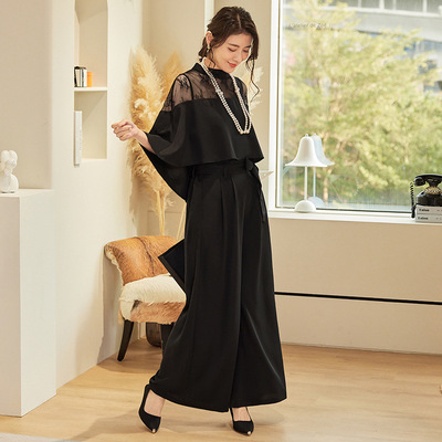 2024夏季新款两件套套装裤子优雅蕾丝拼接上衣韩版阔腿裤女88306