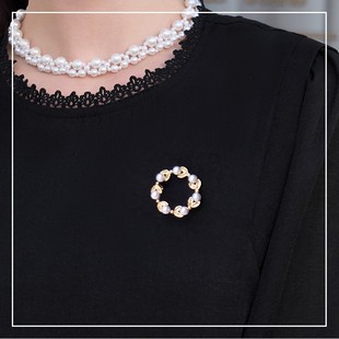 仿珍珠胸针圆圈别针胸饰优雅花朵形状胸花配饰品女士H018 2025新款