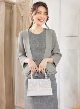 新款短款开衫女士外套外披披肩外搭春秋季西装西服简约上衣88150