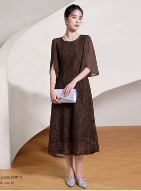 显瘦蕾丝连衣裙子气质女装高级感夏季长裙子雪纺长款礼服裙88530