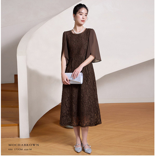 显瘦蕾丝连衣裙子气质女装高级感夏季长裙子雪纺长款礼服裙88530