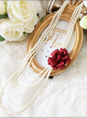 多层长款挂件旗袍女士珍珠项链