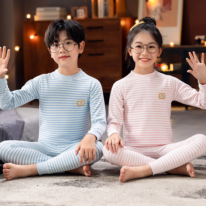 彩棉儿童秋衣秋裤舒绒内衣套装