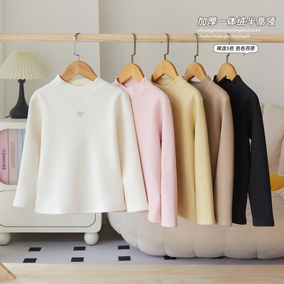 儿童加绒保暖内衣半高领加厚秋冬