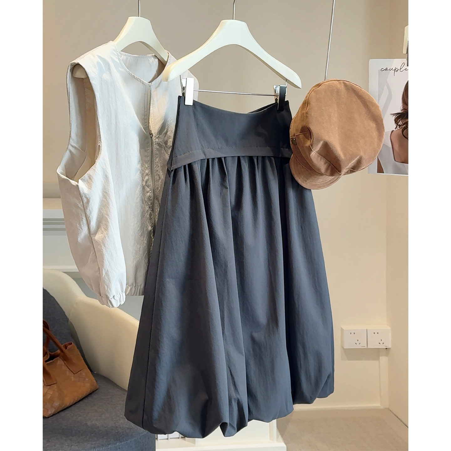 来此购 女士设计感花苞云朵蓬蓬半身裙2025秋冬新款法式长款裙子