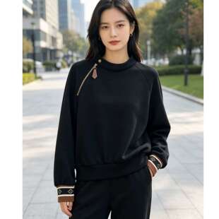 来此购 女士春秋款时尚休闲宽松百搭长袖卫衣中长款套头衫女上衣