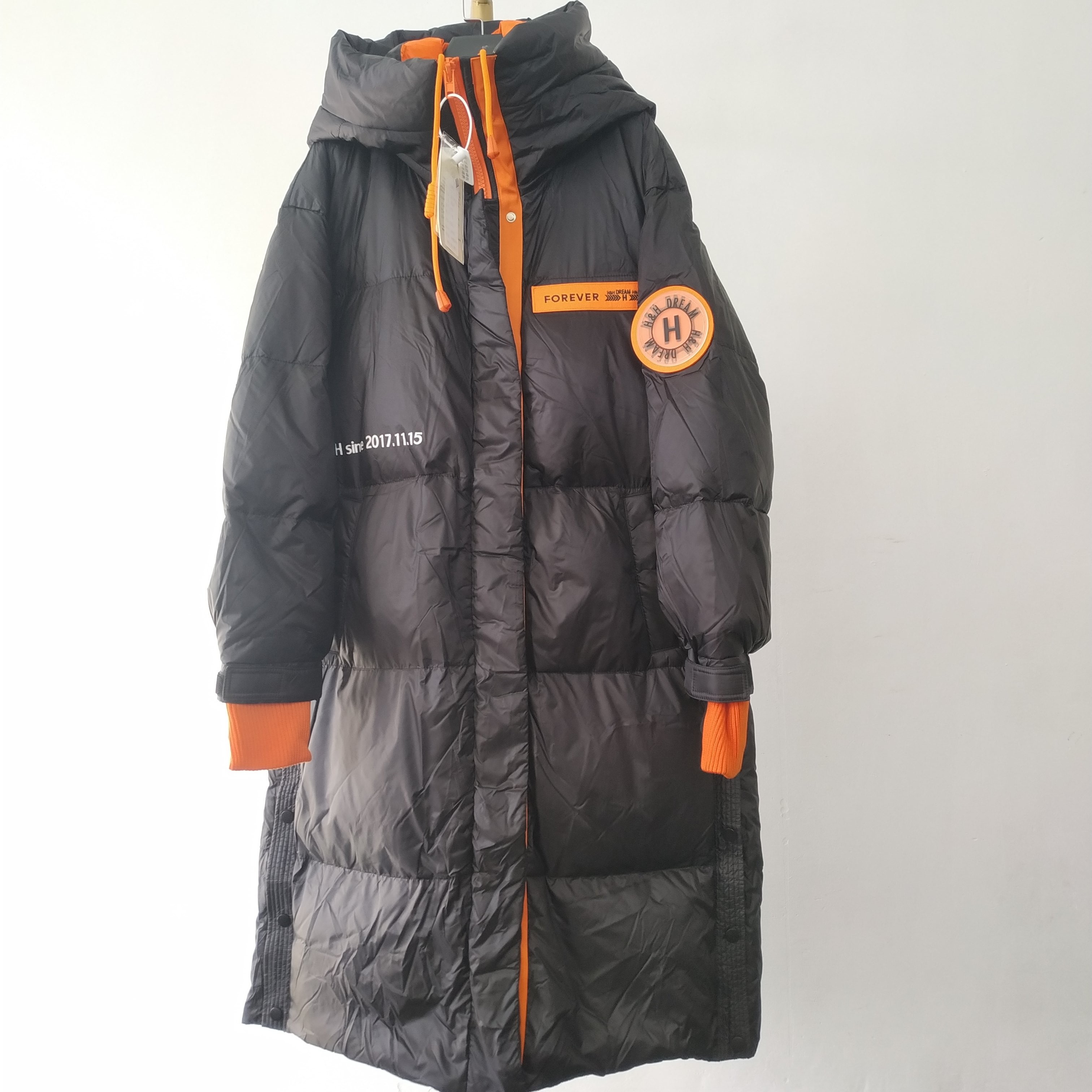 四叶草 z549女士长款白鸭绒连帽防风立领保暖外套侧开叉休闲宽松,女装/女士精品,短外套,淘宝优惠券,粉丝福利购,淘宝优惠卷