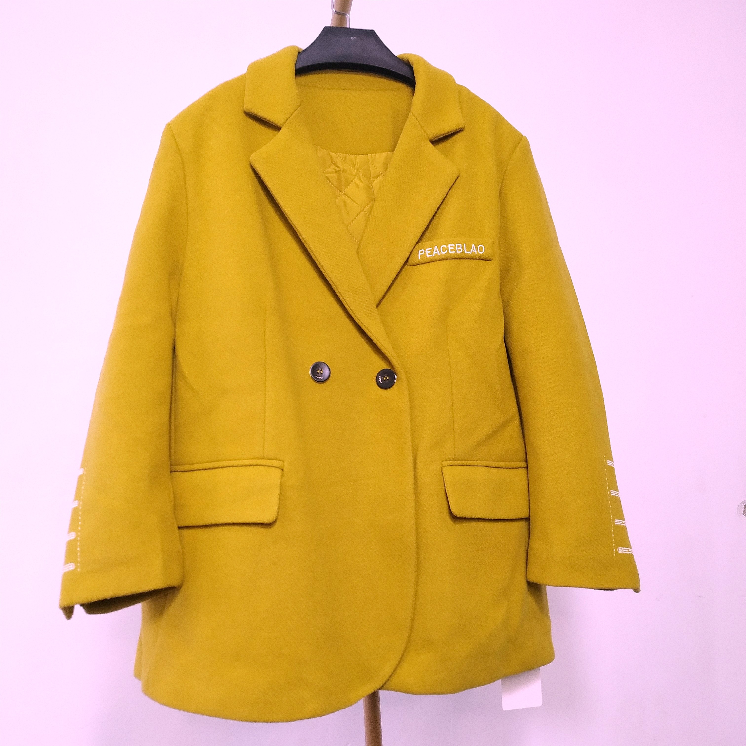 意法货 x105女士欧范儿羊毛呢夹棉西服上衣秋冬宽松大版保暖外套,女装/女士精品,短外套,淘宝优惠券,粉丝福利购,淘宝优惠卷