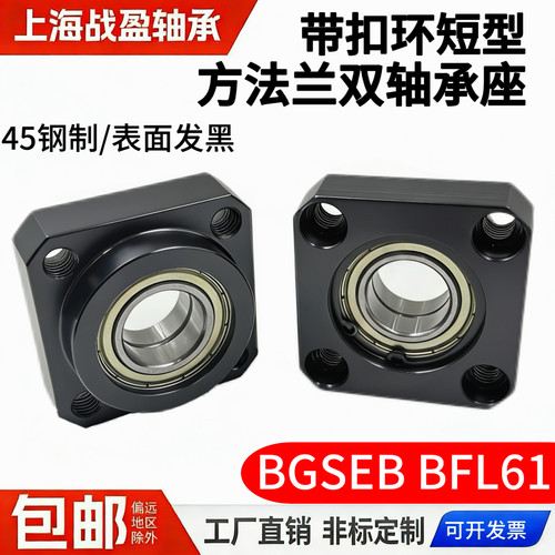 轴承座组件带扣环双轴承短型方法兰紧凑式BGSEB BFL61钢制发黑