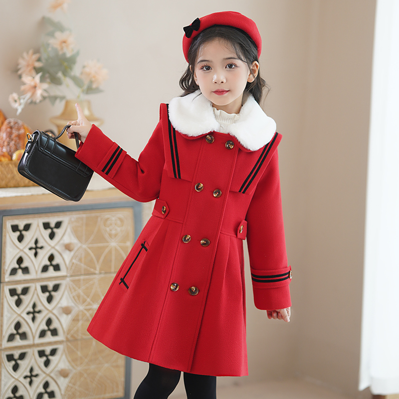 女童毛呢大衣外套秋冬款