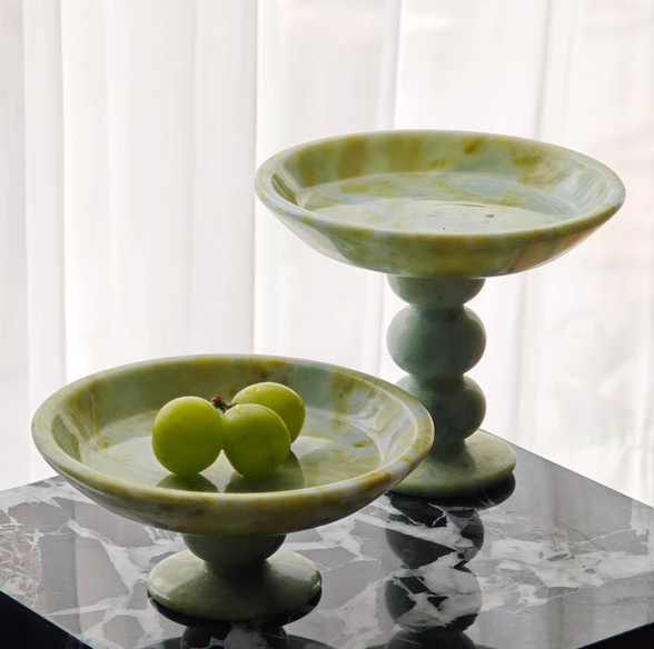 天然大理石果盘甜品盘烛台套组