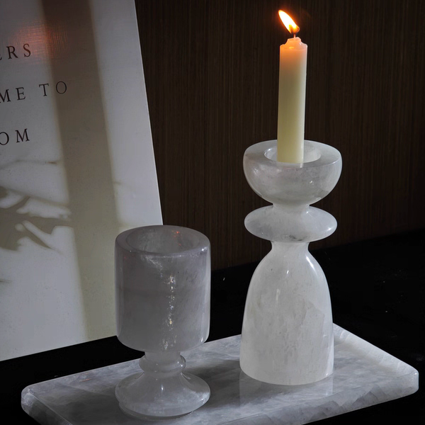 天然白水晶收纳托盘装饰摆件