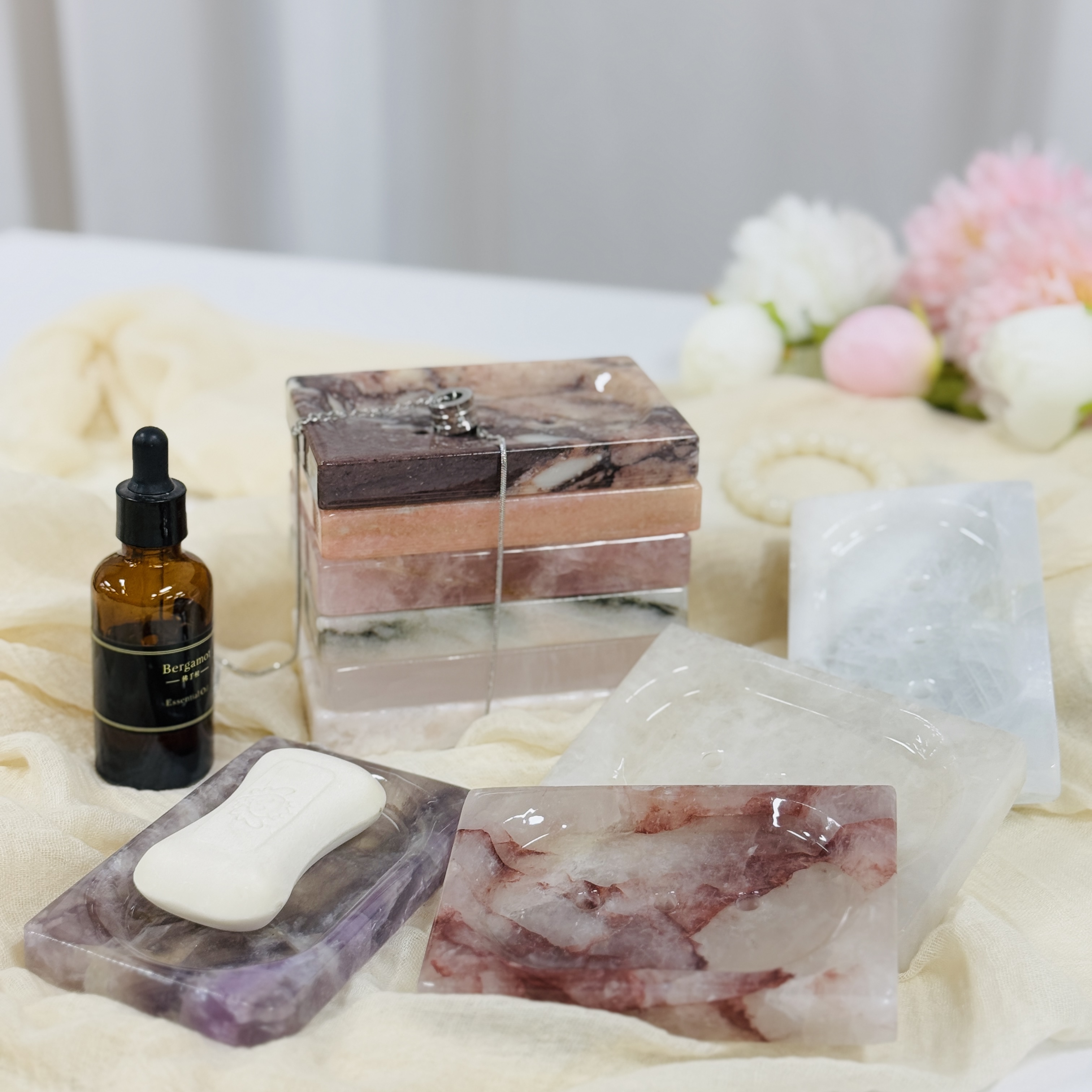 天然石材肥皂托高颜值台面整理