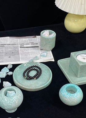 大理石绿色系桌面摆件