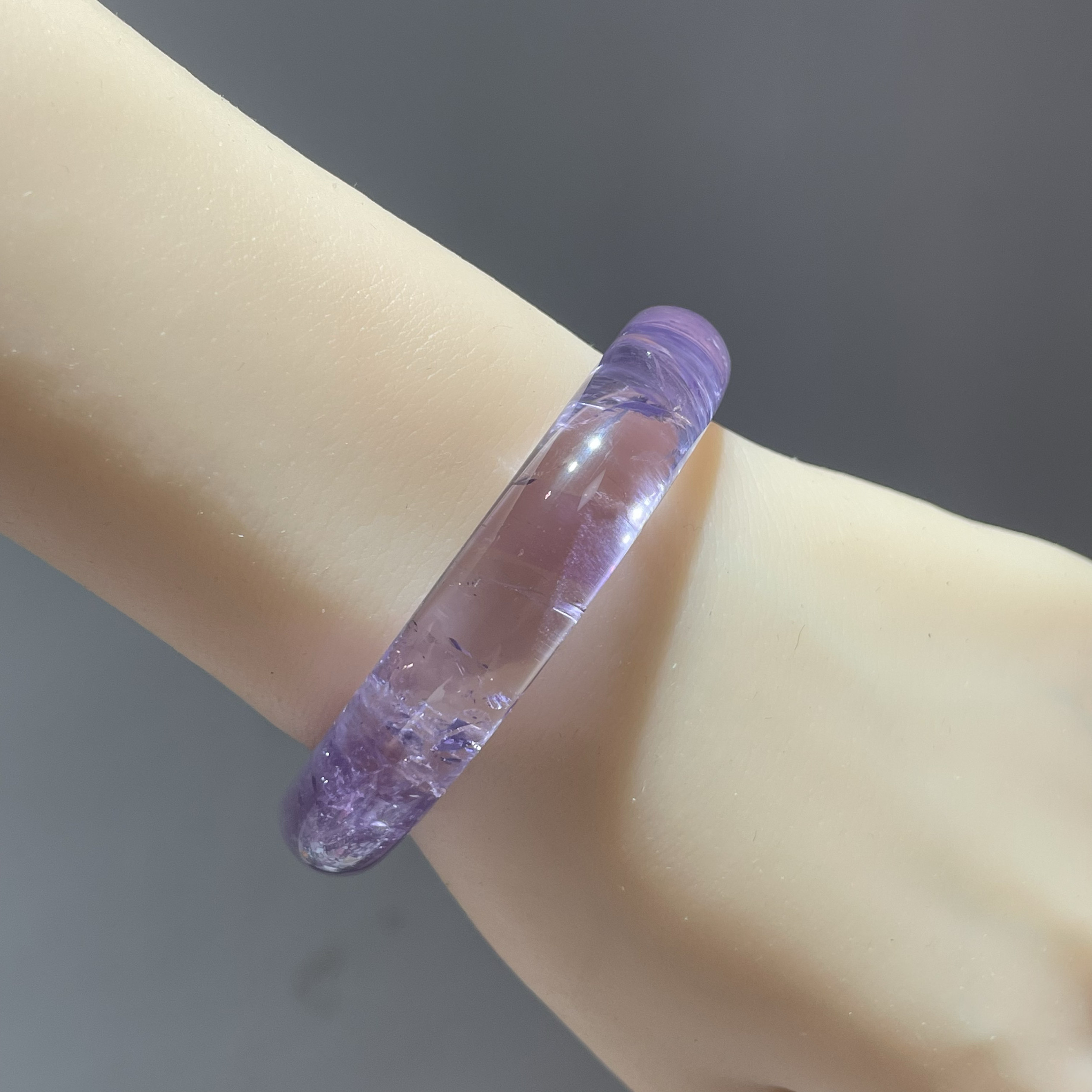 巴西纯天然紫水晶手镯 薰衣草紫色手镯 一物一图 41g