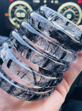 纯天然黑发晶手镯 黑碧玺手串 一物一图