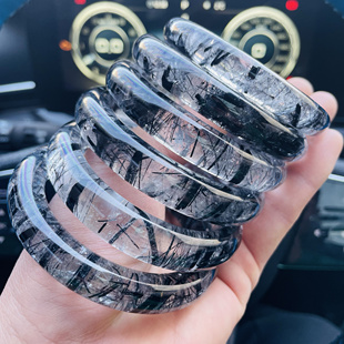 纯天然黑发晶手镯 黑碧玺手串 一物一图