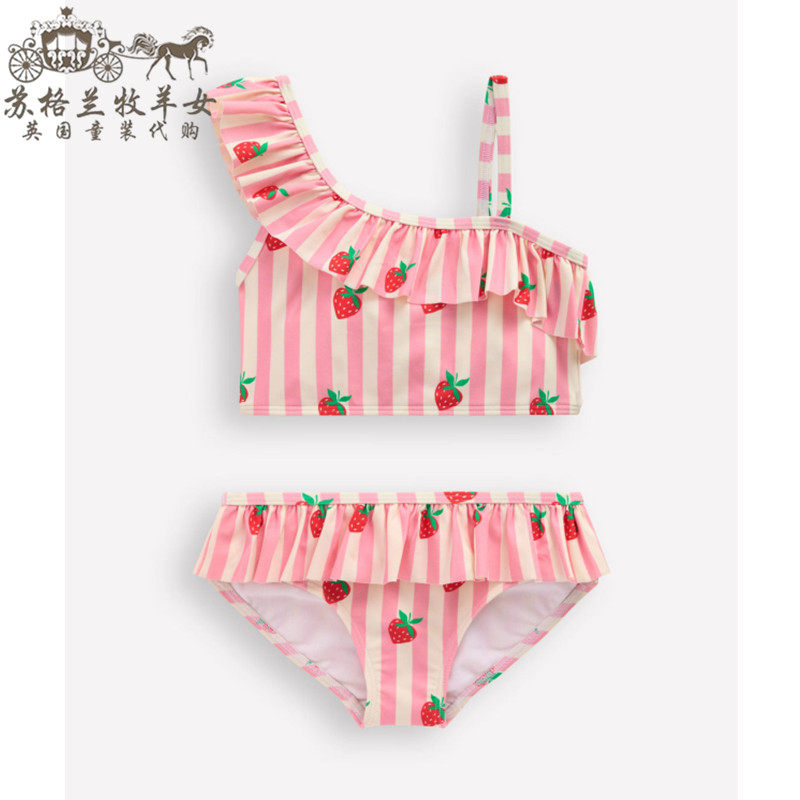 英国mini Boden童装代购 女童女婴26春夏新款 碎花游泳衣泳裤套装