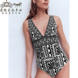 连体游泳衣沙滩泳装 英国Boden代购 黑色印花吊带 26春夏新款 女装