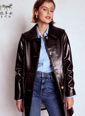 英国Boden代购 女装26春新款 英伦单排扣长袖中长PU皮衣风衣外套