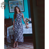 英国Boden代购 中长裙背心裙连衣裙子 蓝色波纹无袖 女装 26春新款