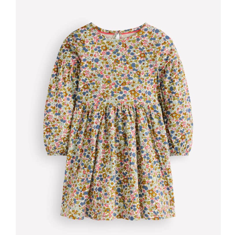 英国mini Boden代购 女童26早秋新款 小碎花纯棉长袖圆领连衣裙子