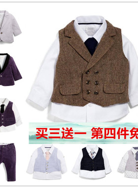现货五折清仓 mamas&papas男童 生日礼服 西服领带 衬衫马甲长裤l