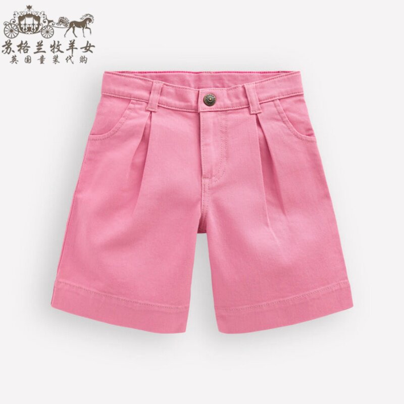 英国mini Boden童装代购 女童26春夏新 粉色百搭休闲牛仔裤短裤子