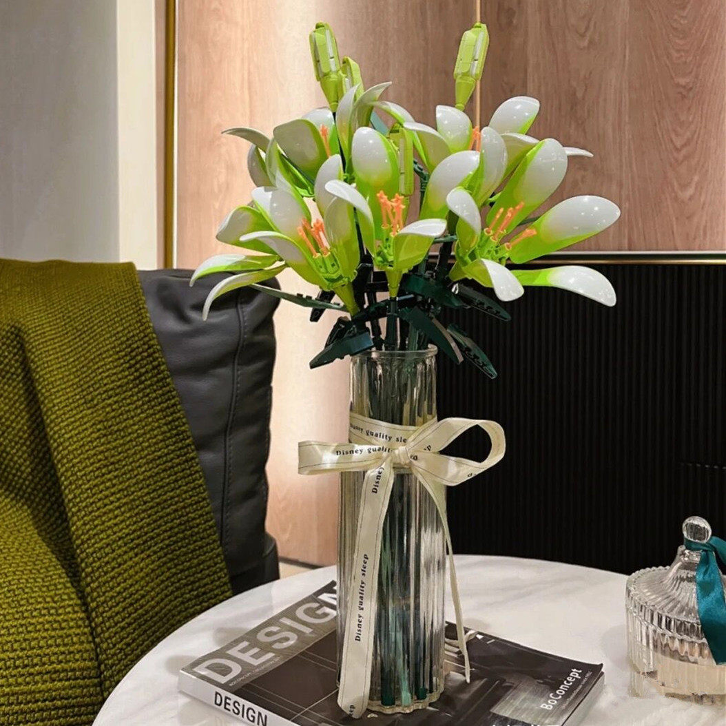 仿真花束摆件百合花朵积木装饰灿烂千阳朋友妈妈结婚生日礼物玩具