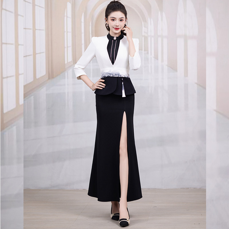 夜店ktv公主工作服制服套装dj酒店包房派对足浴spa服务员秋冬长裙