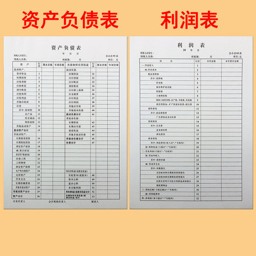资产负债表+利润表 一套2本 现金流量表 财务会计企业月度报表 A4 - 封面
