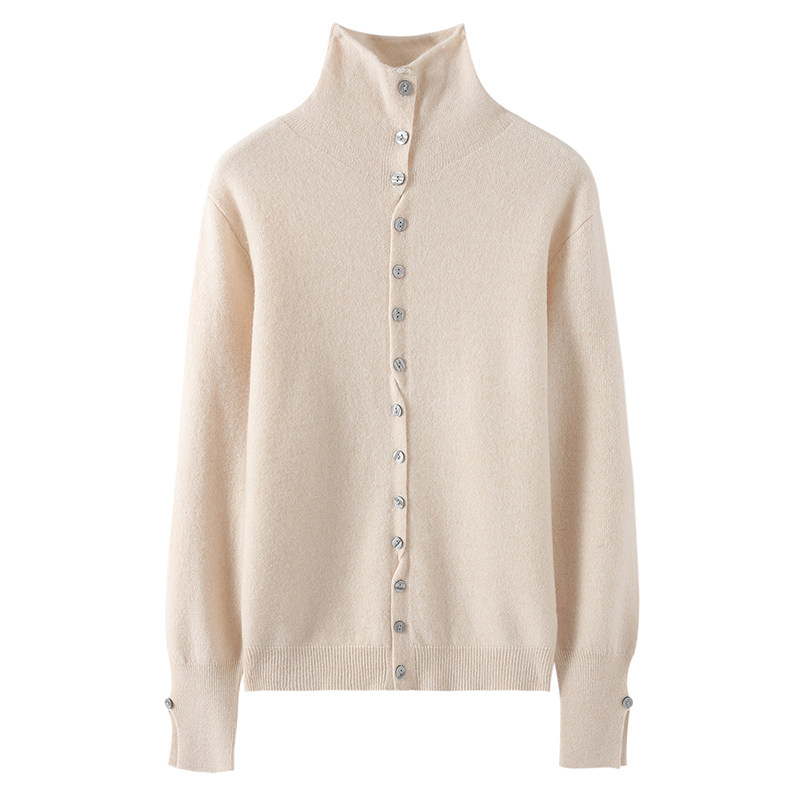 E家同款100%纯羊毛衫前后两穿堆