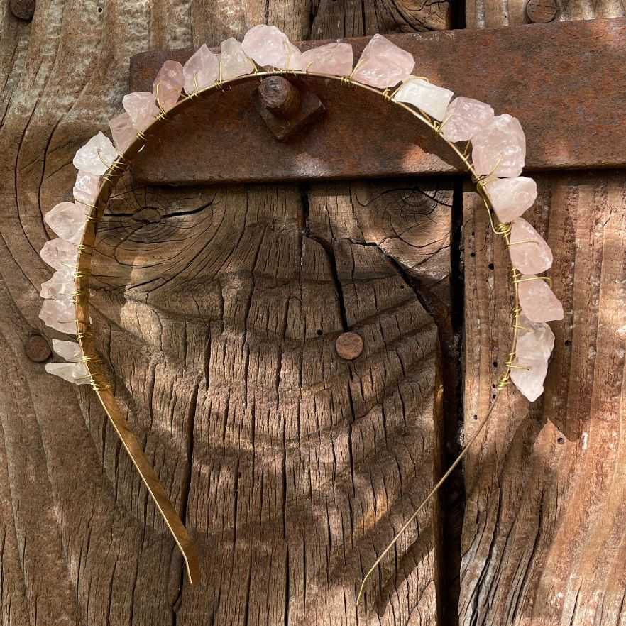 天然水晶不规则原石发簪节日礼物新娘发冠头饰