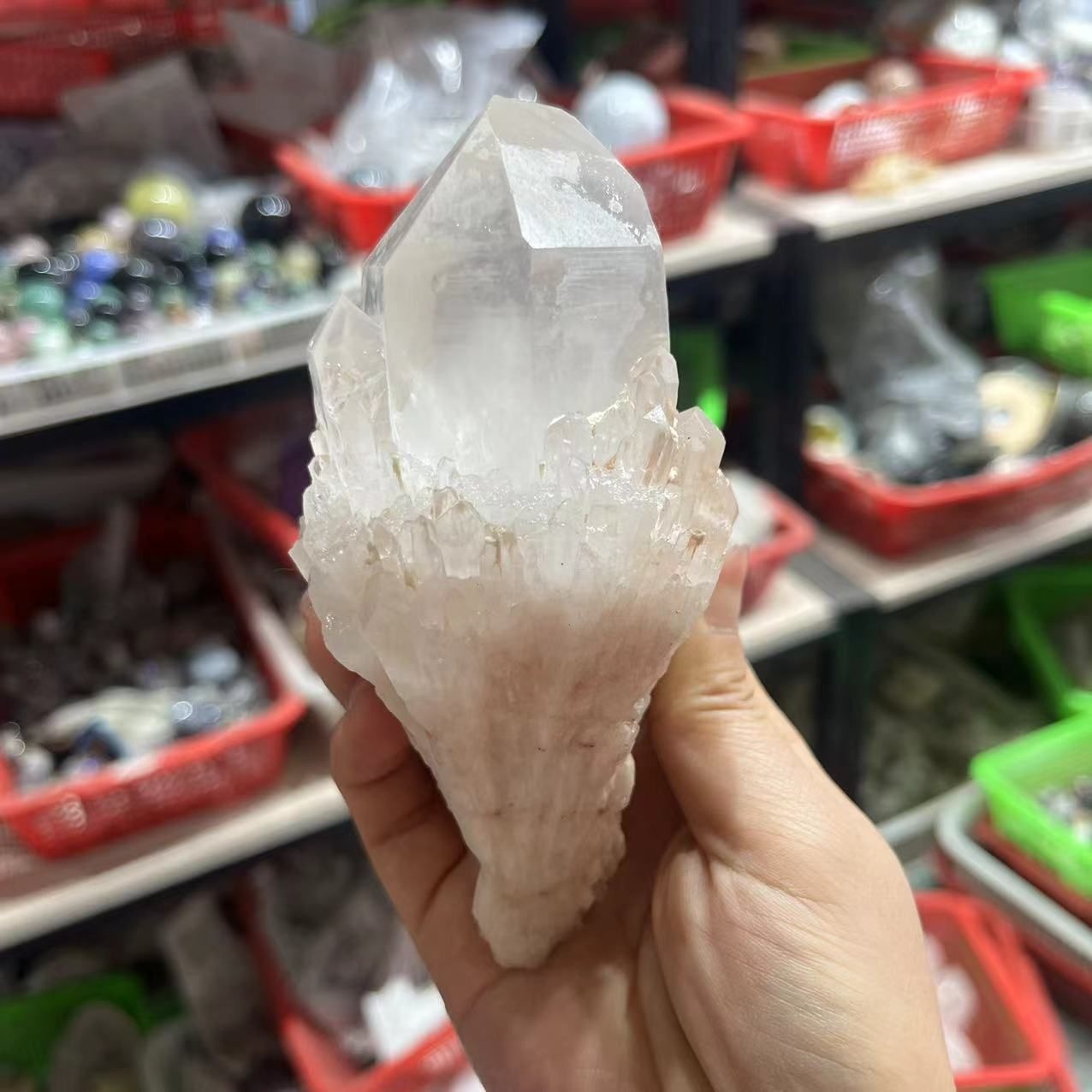 天然白水晶簇菠萝晶原石骨干晶簇矿标标本摆件约150克随机发货