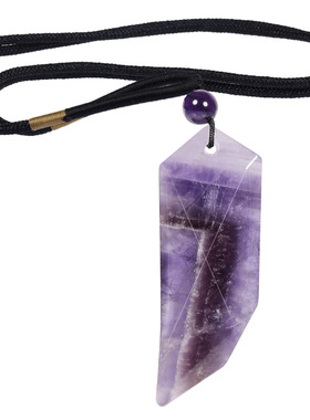 欧美款天然水晶半菱形吊坠项链可调节尼龙绳水晶菱形饰品项链