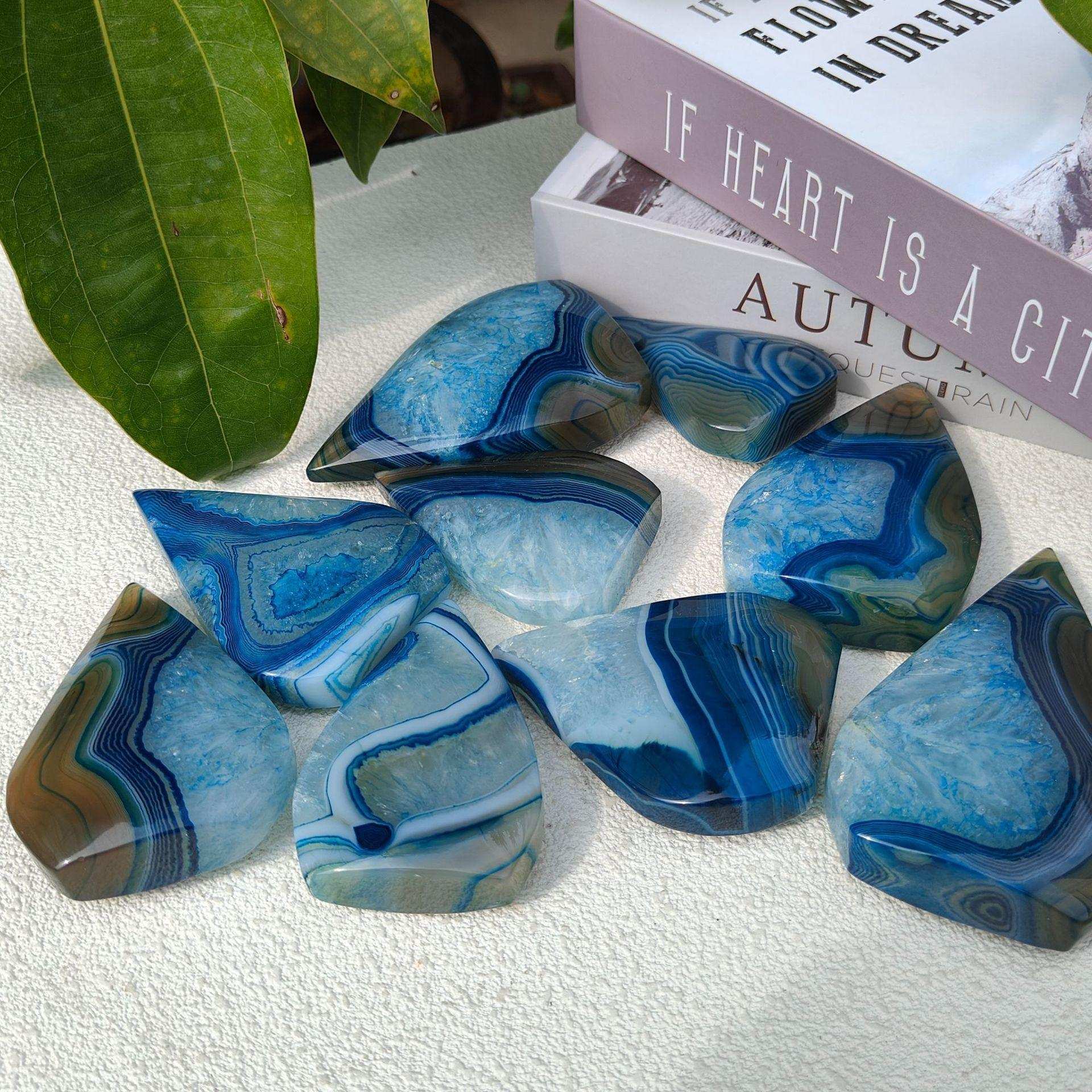 天然水晶缠丝玛瑙摆件原石把玩件观赏石装饰礼品热销