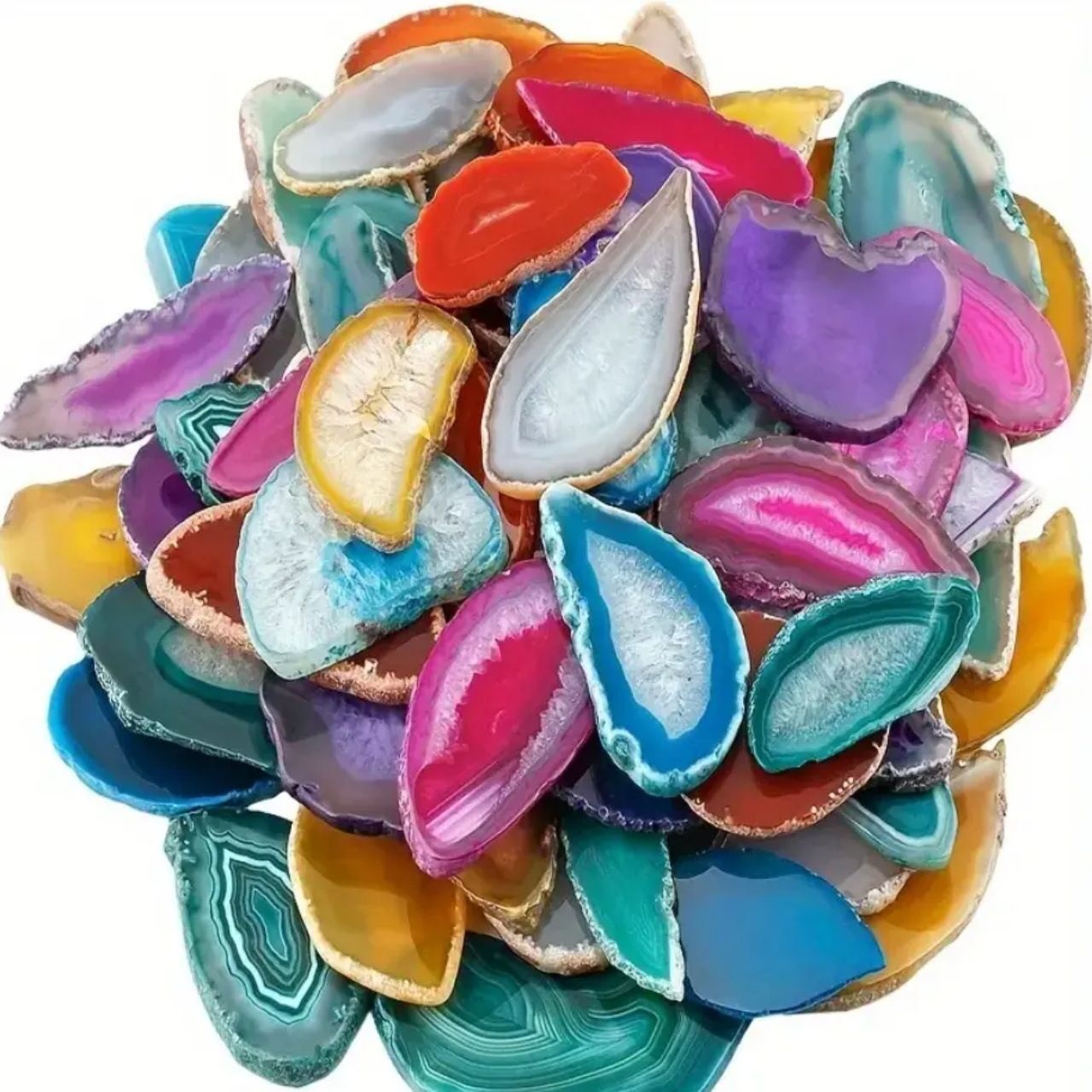 天然水晶萤石玛瑙切片染料原石切割打磨装饰送礼收藏