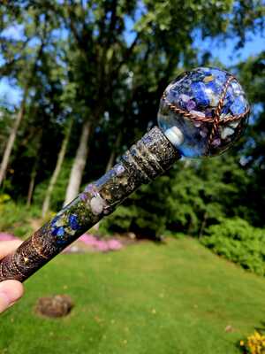 进口手工张量环水晶权杖桌面陈设能量摆件
