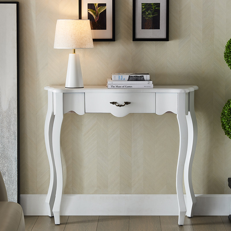 美式实木半圆玄关桌欧式玄关台走廊靠墙装饰玄关柜简约门厅隔断柜