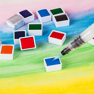 单色单块水粉套装 手绘分装 学生初学者补充装 36色固体水彩颜料分装