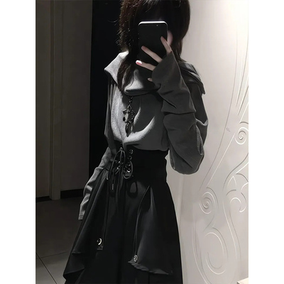 设计感长袖上衣甜酷长裤显瘦套装